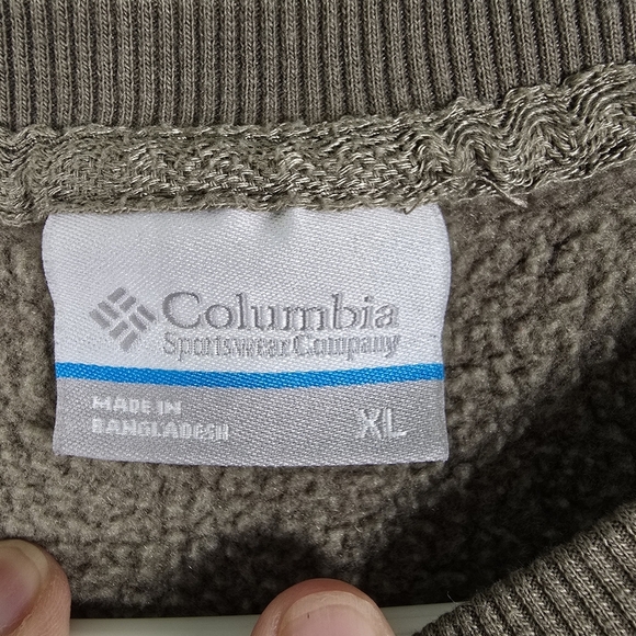 Columbia Womens Olive Green Long Sleeve Sweatshirt Logo Ribbed Cuffs Size XL - Picture 9 of 12